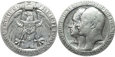 Moneda Imperio Alemán 3 mark 1910