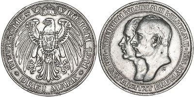 Moneda Imperio Alemán 3 mark 1911