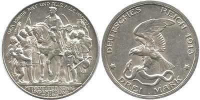 Moneda Imperio Alemán 3 mark 1913