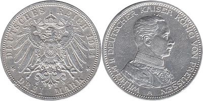 Moneda Imperio Alemán 3 mark 1914