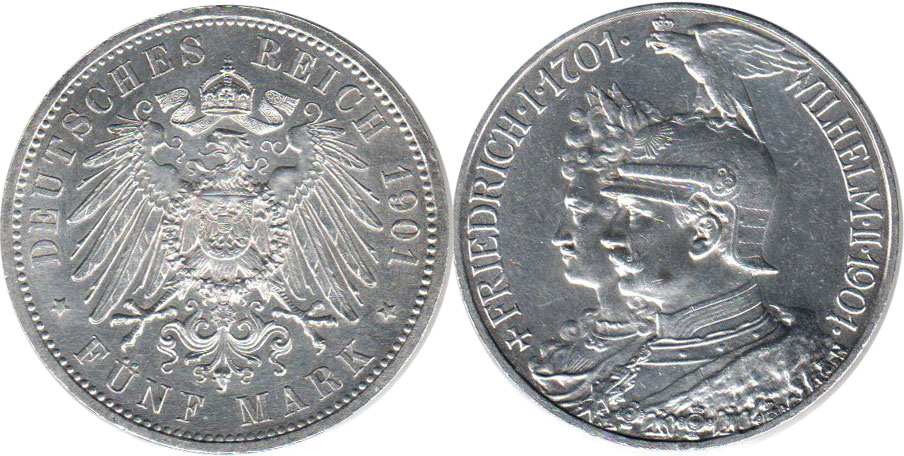 Moneda Imperio Alemán 5 mark 1901