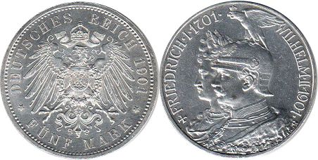 Moneda Imperio Alemán 5 mark 1901