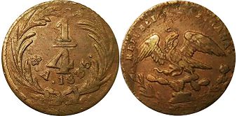 México moneda 1/4 real 1835