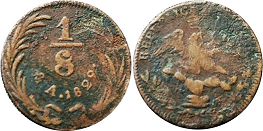 México moneda 1/8 real 1829