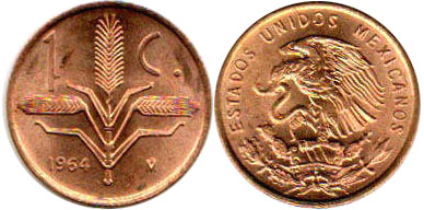 México moneda 1 centavo 1964