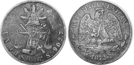 Mexico coin 1 peso 1872