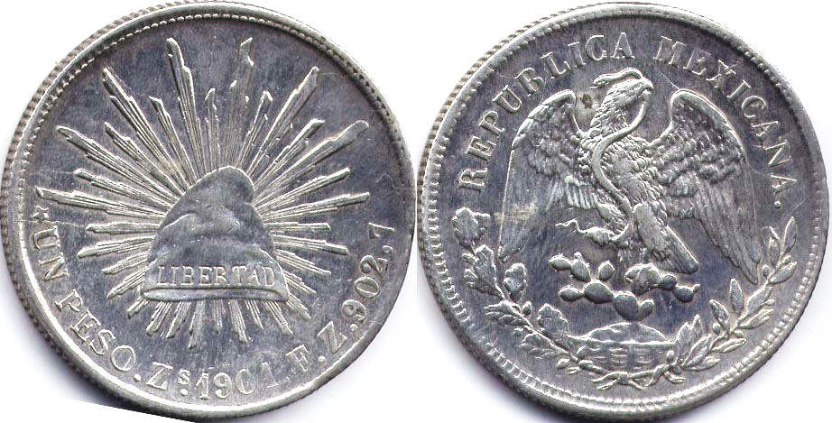 México moneda 1 peso 1901