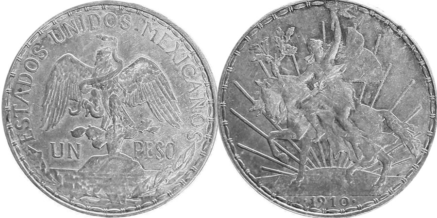 México moneda 1 peso 1910