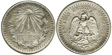 Mexico coin 1 peso 1919