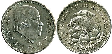 México moneda 1 peso 1947