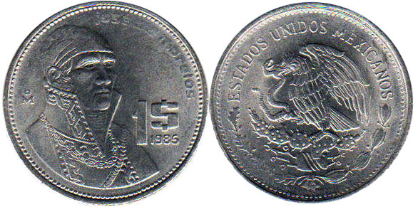 México moneda 1 peso 1986