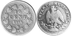 México moneda 10 centavos 1866