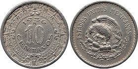 México moneda 10 centavos 1936 (1936, 1937, 1938, 1939, 1940, 1942, 1945, 1946)