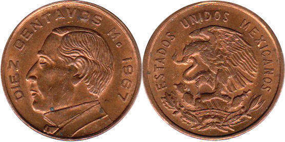 México moneda 10 centavos 1967