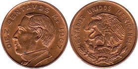 México moneda 10 centavos 1967 (1955, 1956, 1957, 1958, 1959, 1966, 1967)