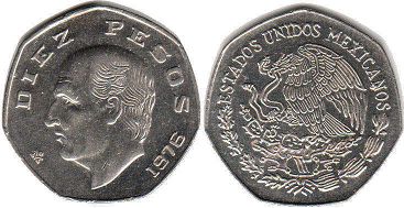 México moneda 10 pesos 1976