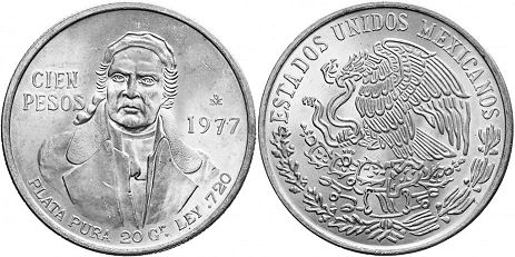 Mexico coin 100 pesos 1977