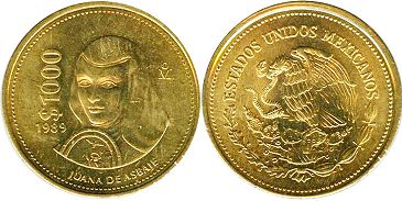 Mexico coin 1000 pesos 1989