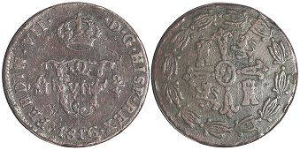 Mexico coin 2/4 senal 1816