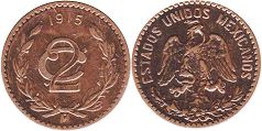 Mexico coin 2 centavos 1915