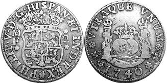 México moneda 2 reales 1740
