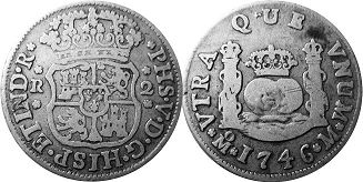 México moneda 2 reales 1746