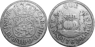 Mexico coin 2 reales 1763