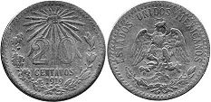 México moneda 20 centavos 1919
