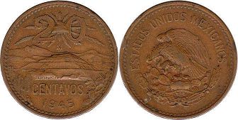 México moneda 20 centavos 1945 (1943, 1944, 1945, 1946, 1951, 1952, 1953, 1954, 1955)