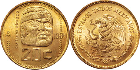 México moneda 20 centavos 1984
