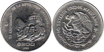 México moneda 200 Pesos 1985 revolución de 1910