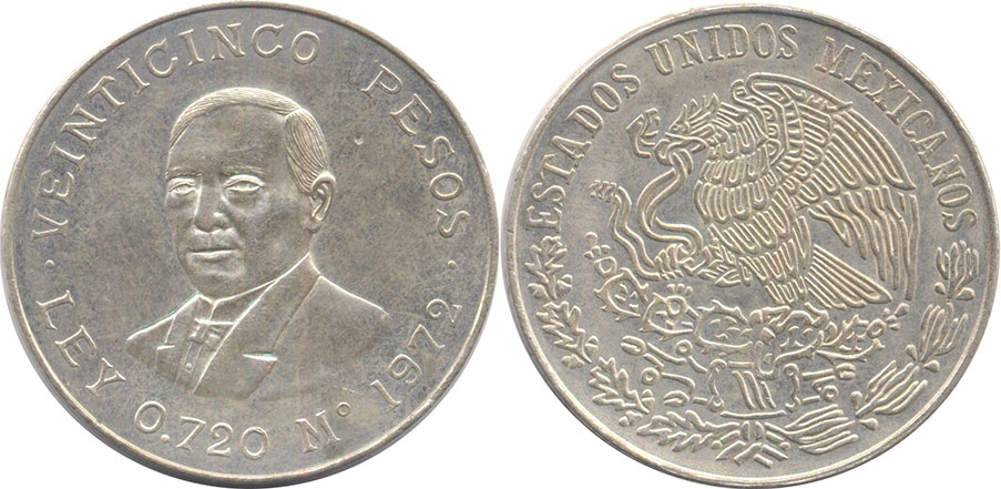 México moneda 25 Pesos 1972 Juegos Olímpicos