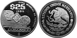 México moneda 25 Pesos 1985 Copa Mundial de Fútbol