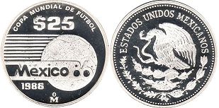 México moneda 25 Pesos 1986 Copa Mundial de Fútbol