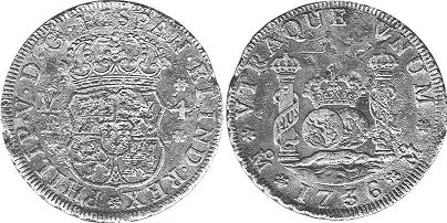 Mexico coin 4 reales 1736