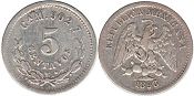México moneda 5 centavos 1893