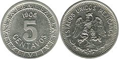 México moneda 5 centavos 1906