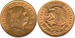 México moneda 5 centavos 1956