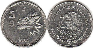 Mexico coin 5 pesos 1980 (1980, 1981, 1982, 1983, 1984, 1985)