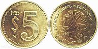 México moneda 5 pesos 1985