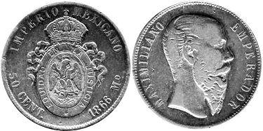 México moneda 50 centavos 1866