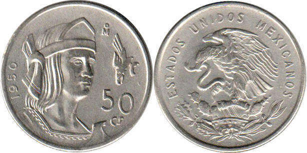 México moneda 50 centavos 1950