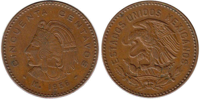 México moneda 50 centavos 1956)