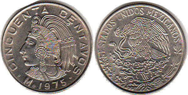 México moneda 50 centavos 1975