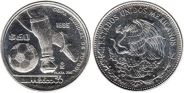 México moneda 50 Pesos 1985 Copa Mundial de Fútbol