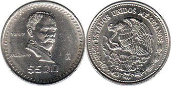 Mexico coin 500 pesos 1987