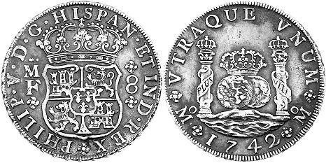 Mexico coin 8 reales 1742