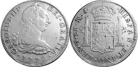 Mexico coin 8 reales 1772