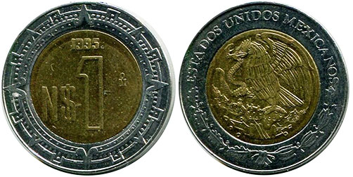 México moneda 1 peso 1995