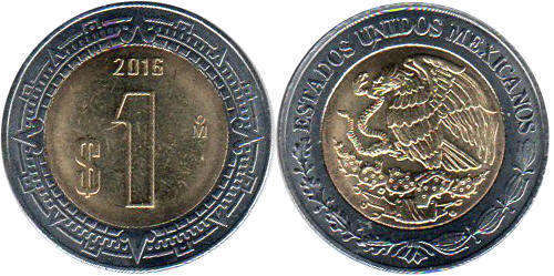México moneda 1 peso 2016